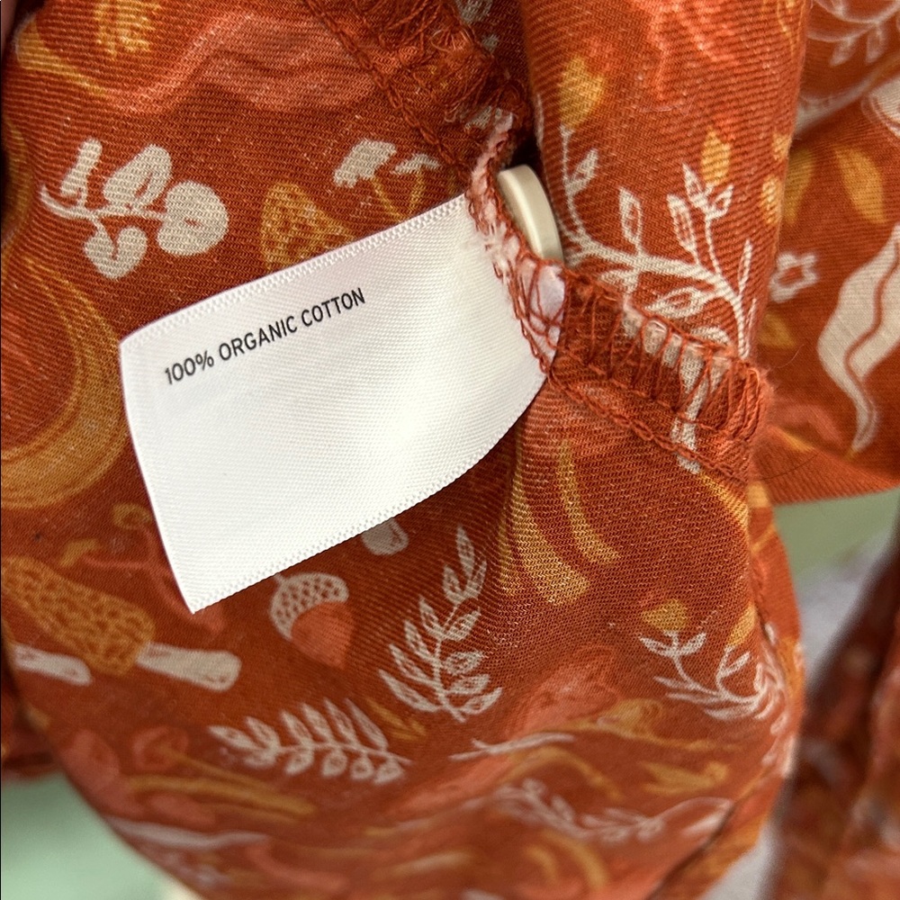 Duluth Trading Co Orange 100% Organic Cotton Patterned Blouse - Picture 3 of 9